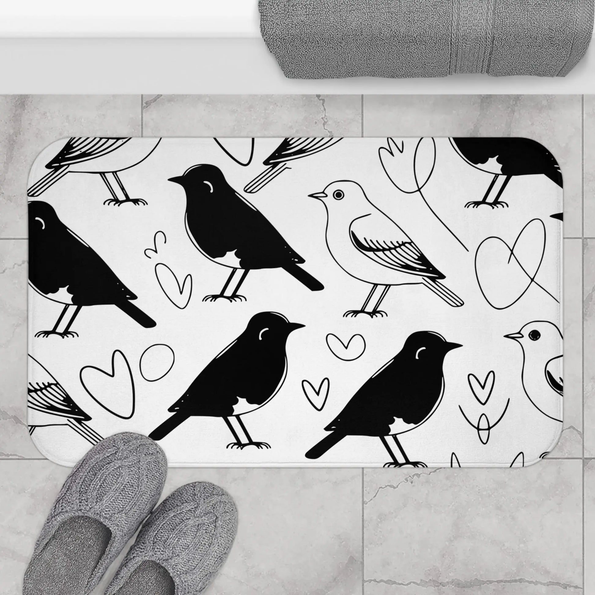 Chic Bird Print Bath Mat