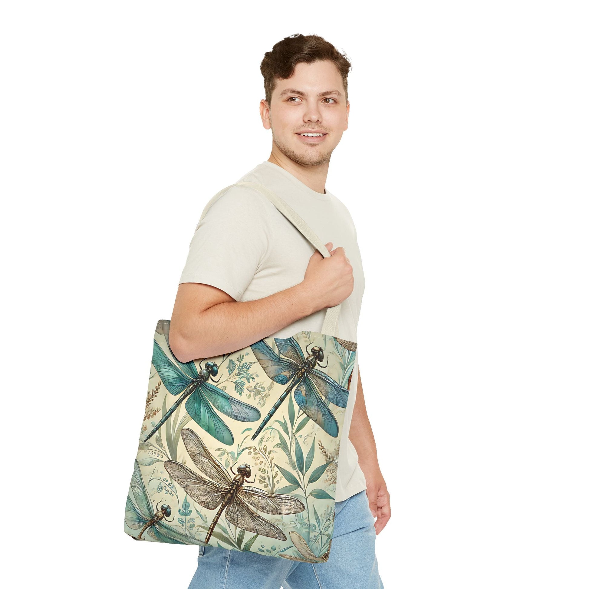 Vintage Teal Dragonfly Tote Bag