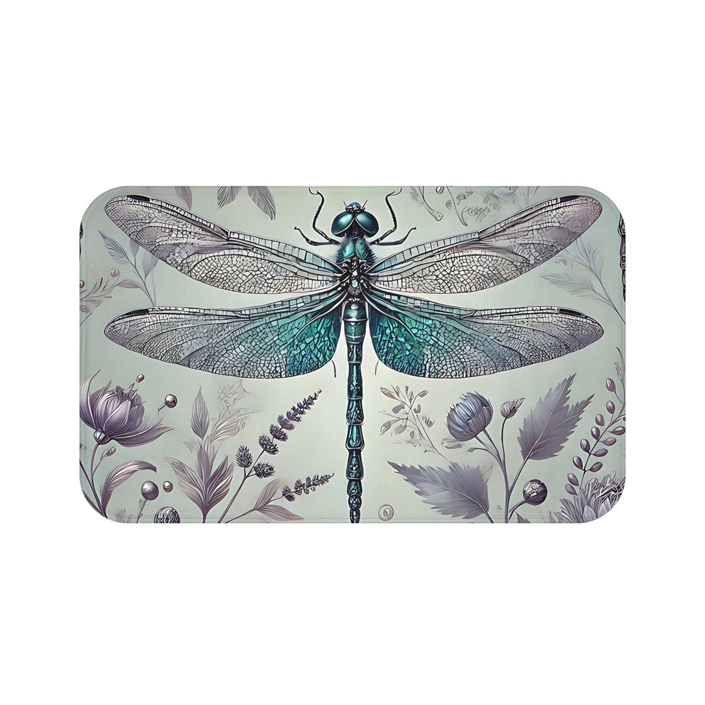 Nature-Inspired Bath Mat with Dragonfly Design