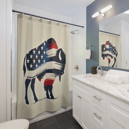 Patriotic Flag Buffalo Shower Curtain