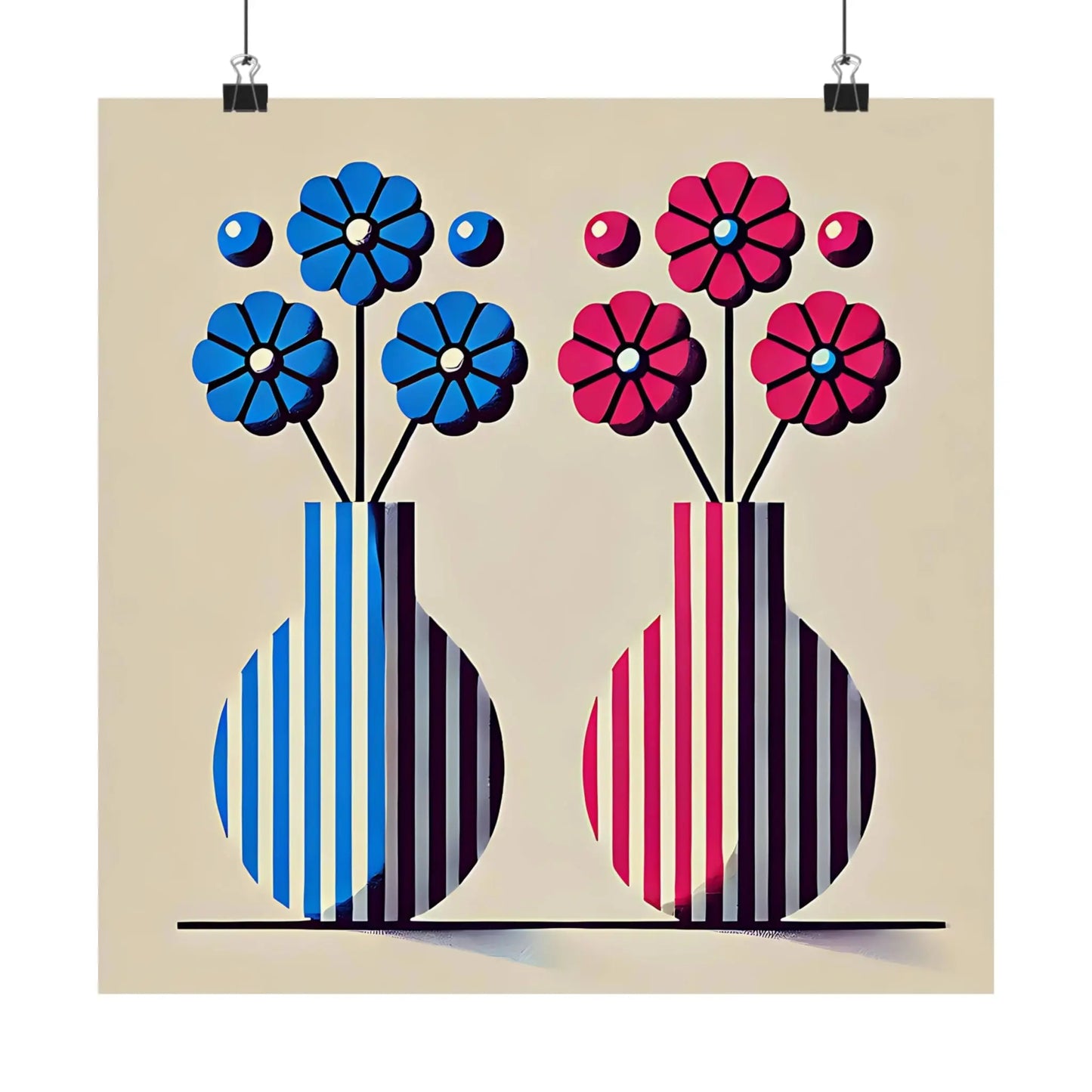 Colorful Flower Vase Matte Square Posters