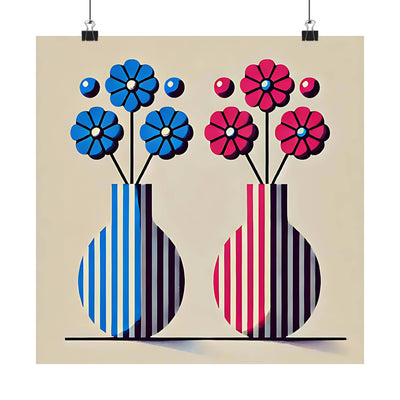 Colorful Flower Vase Matte Square Posters