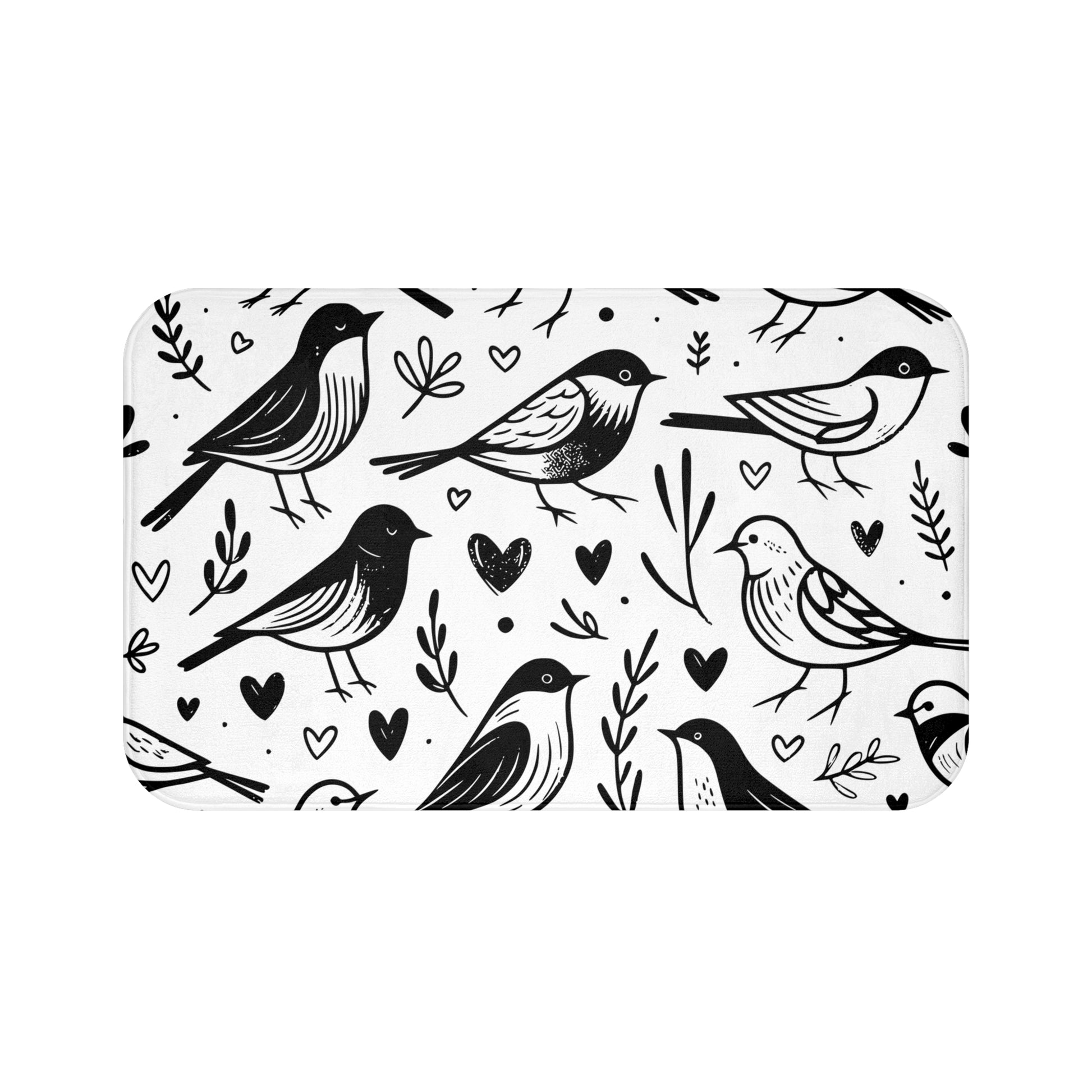 Charming Bird Print Bath Mat for Home Decor