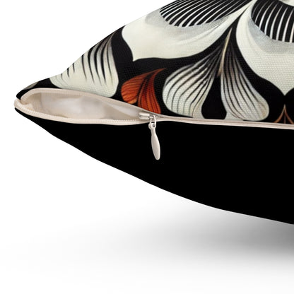 Modern Floral Throw Pillow - Bold Black and White Accent Pillow in 18 x 18 and 20 x 20