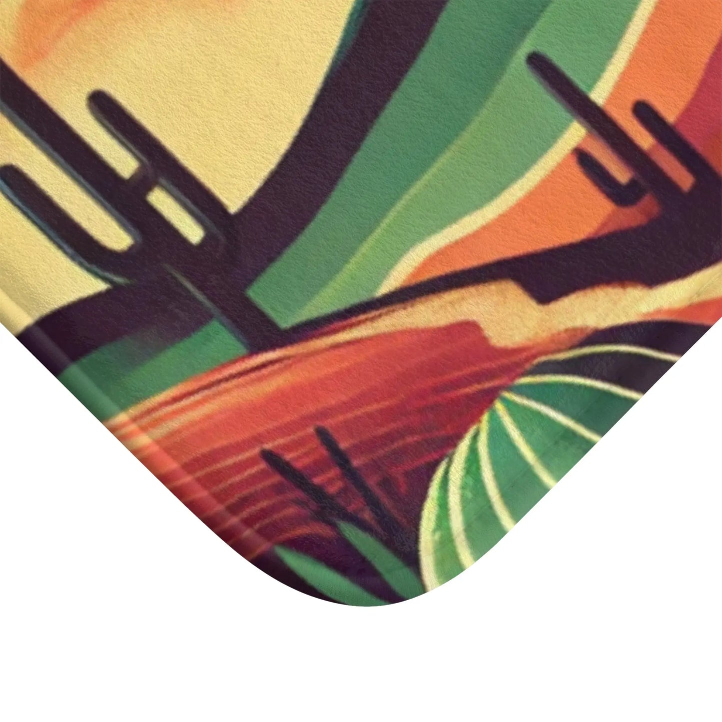 Desert Landscape Bath Mat with Cactus Patterns