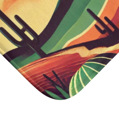 Desert Landscape Bath Mat with Cactus Patterns