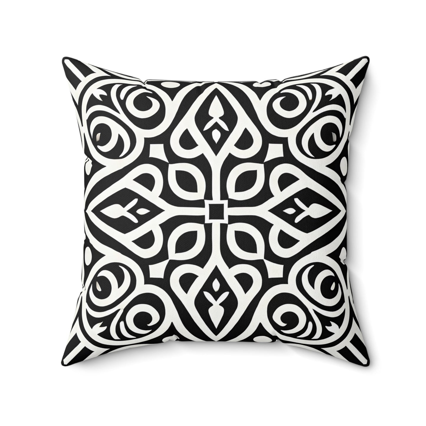 Black and White Boho Throw Pillow