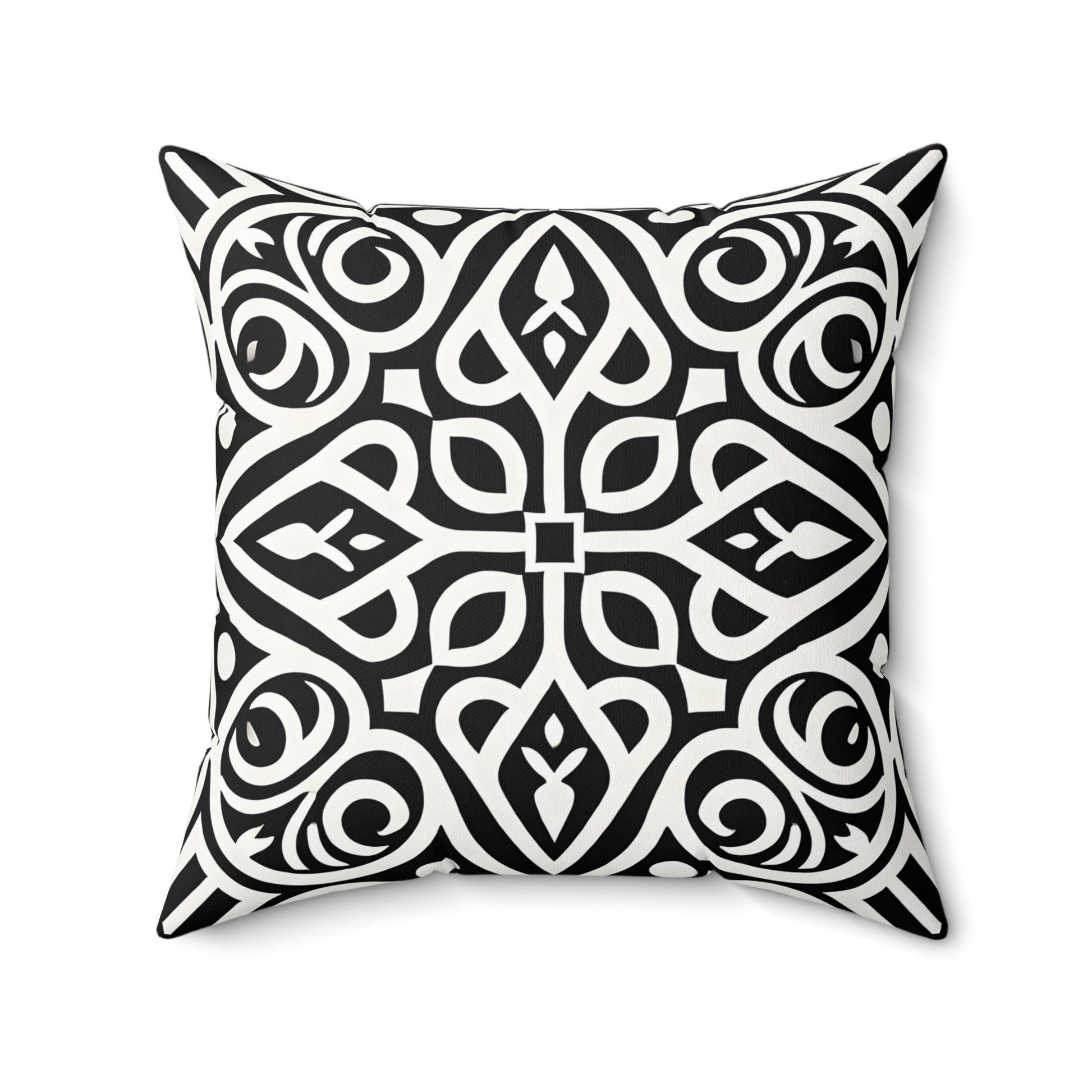 Black and White Boho Throw Pillow