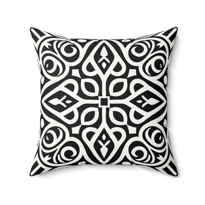 Black and White Boho Throw Pillow