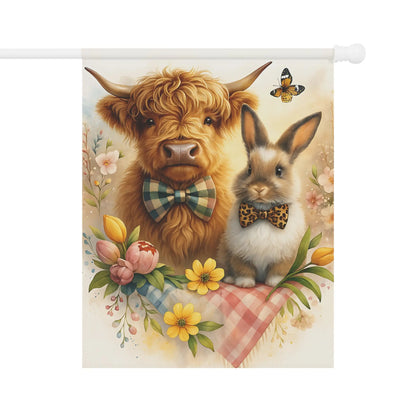 Charming Highland Cow Farmhouse Garden Banner