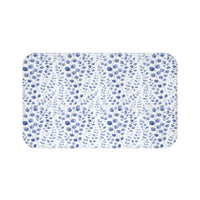 Blue Botanical Pattern Bath Mat