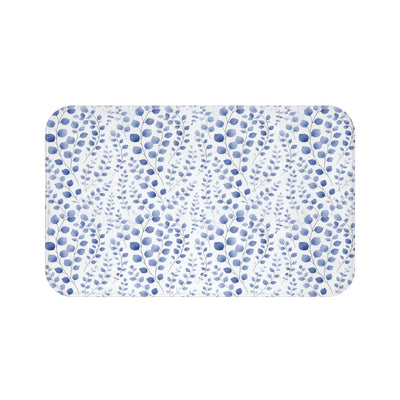 Blue Botanical Pattern Bath Mat