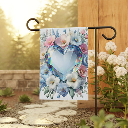 Heart-Shaped Garden Flag with Floral Design