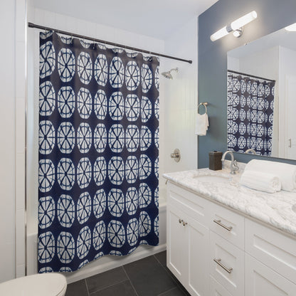 Japanese Shibori Indigo Shower Curtain - Navy Blue Tie-Dye Pattern, Boho Bathroom Decor, Artisan Style, Water Resistant, Bath Makeover Gift