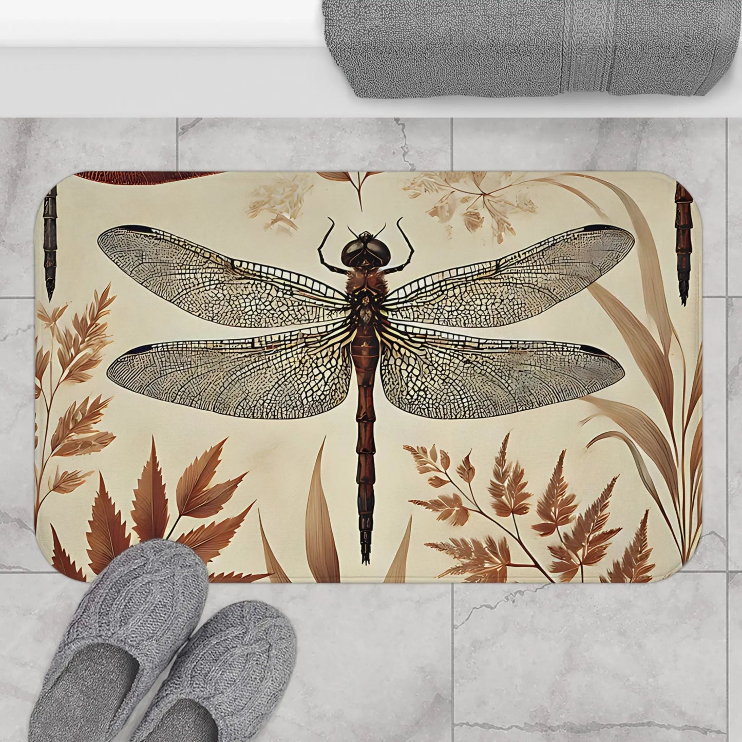 Elegant Dragonfly Bath Mat
