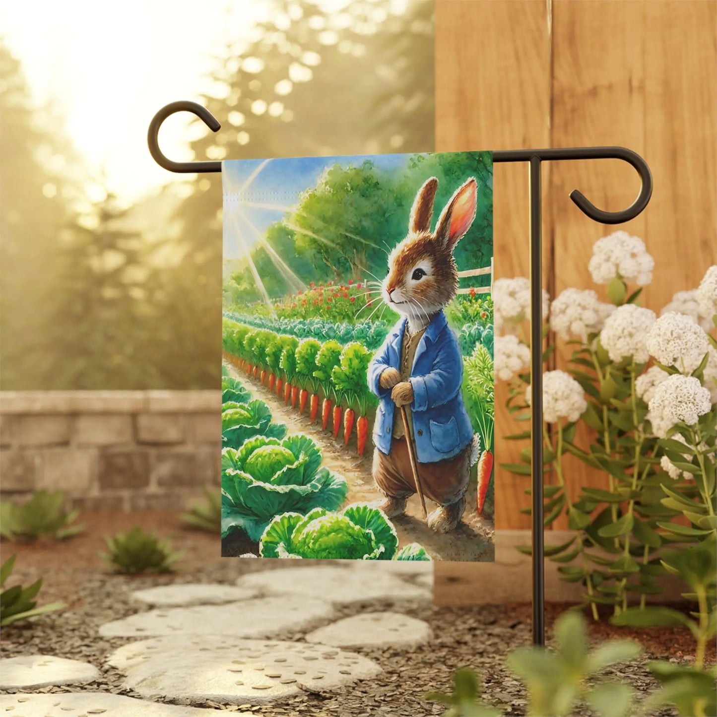 Easter Bunny Farmer in Garden