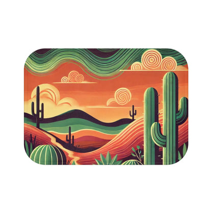 Desert Landscape Bath Mat with Cactus Patterns
