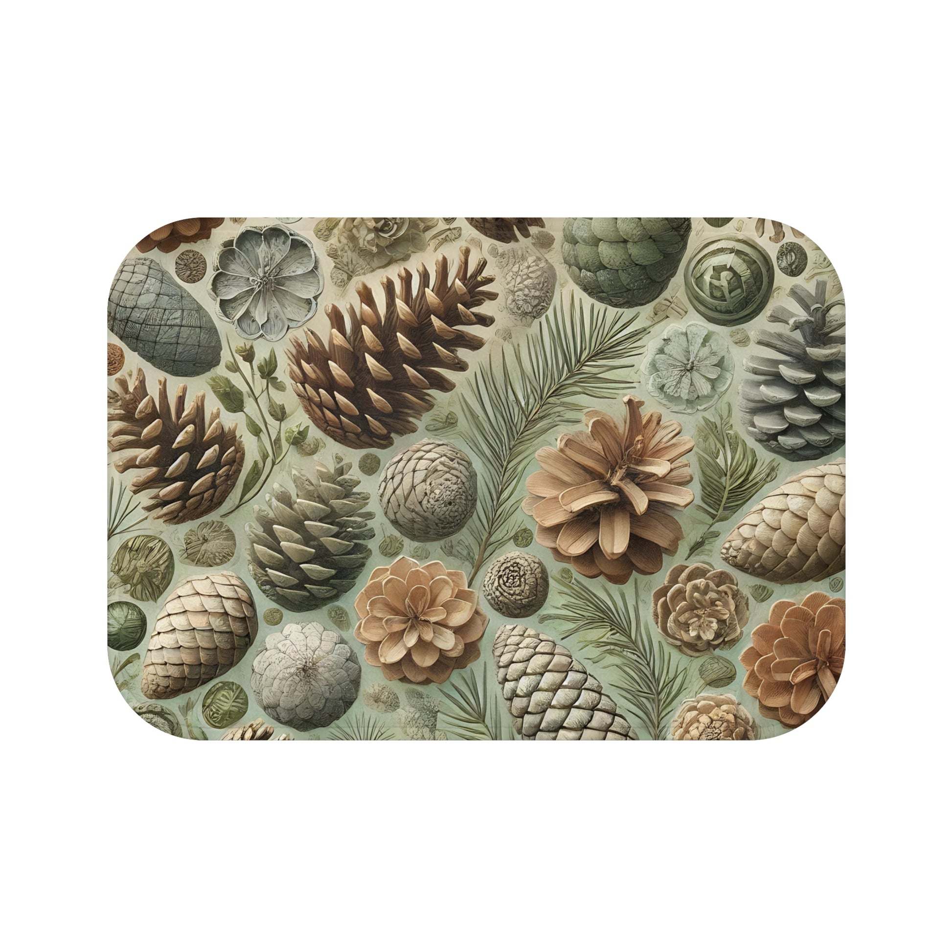Nature-Inspired Bath Mat with Pinecones
