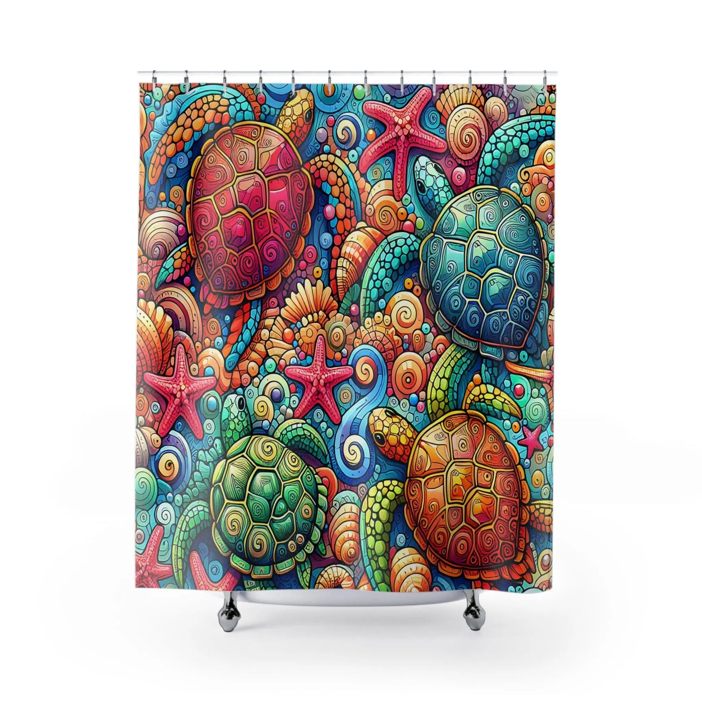 Vibrant Sea Life Shower Curtain