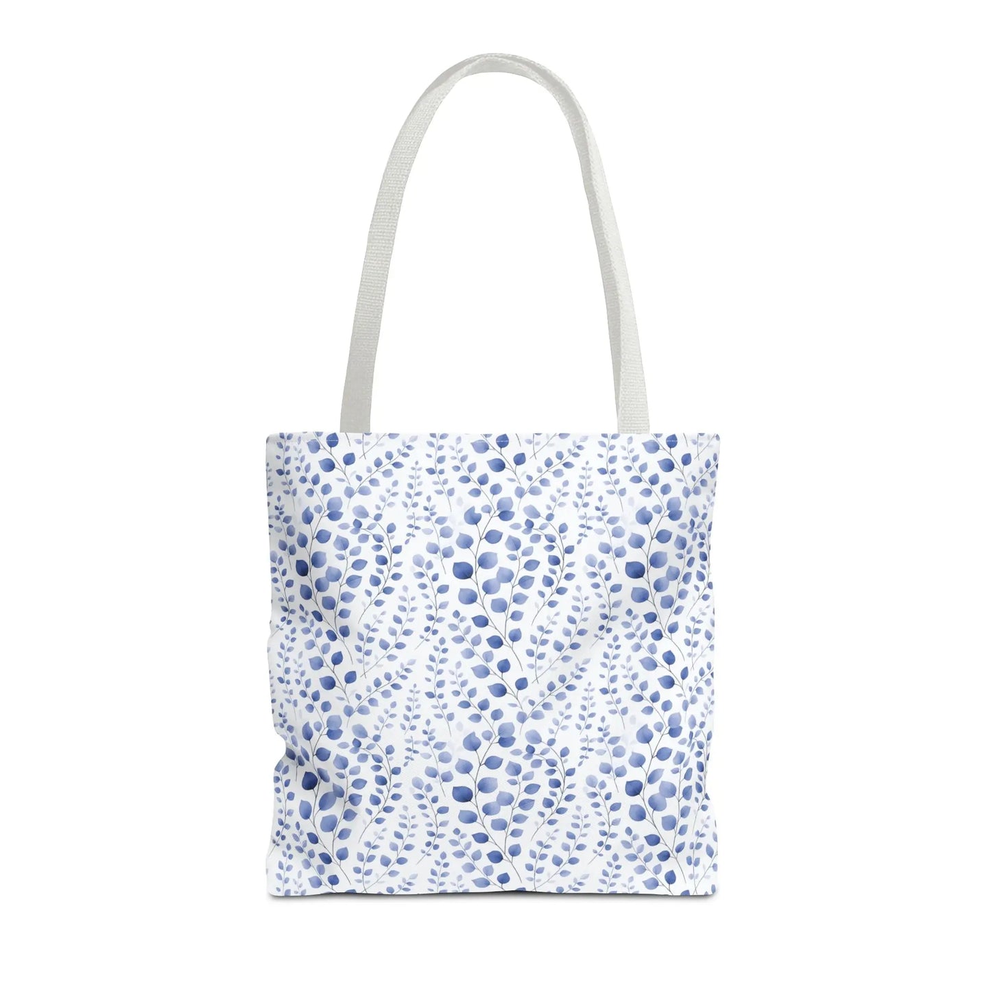 Blue Watercolor Dot Leaf Pattern Tote Bag