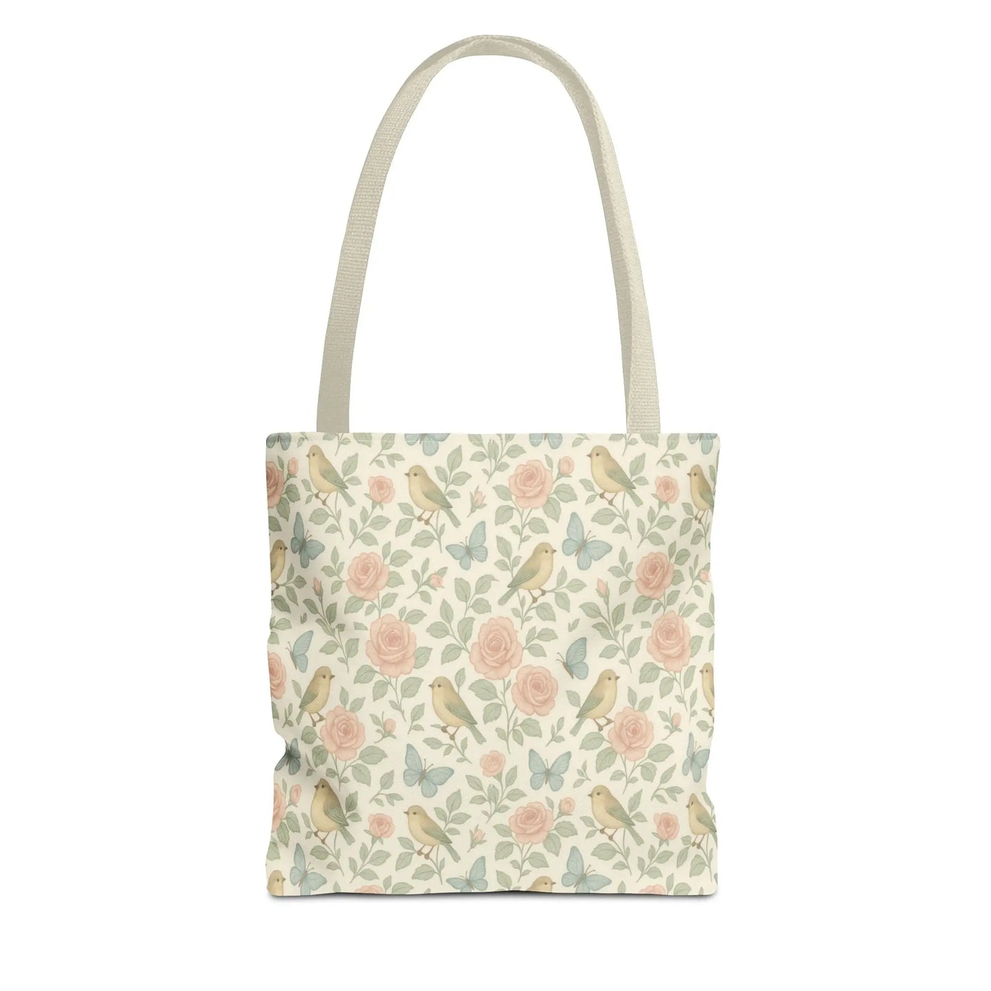 Vintage Rose and Bird Pattern Tote Bag