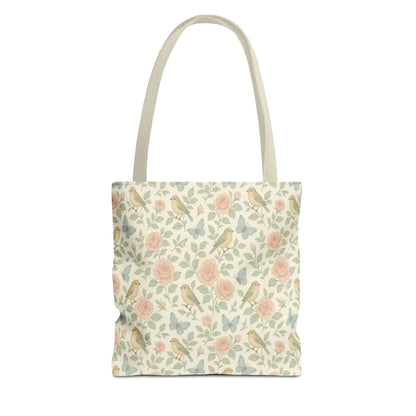 Vintage Rose and Bird Pattern Tote Bag