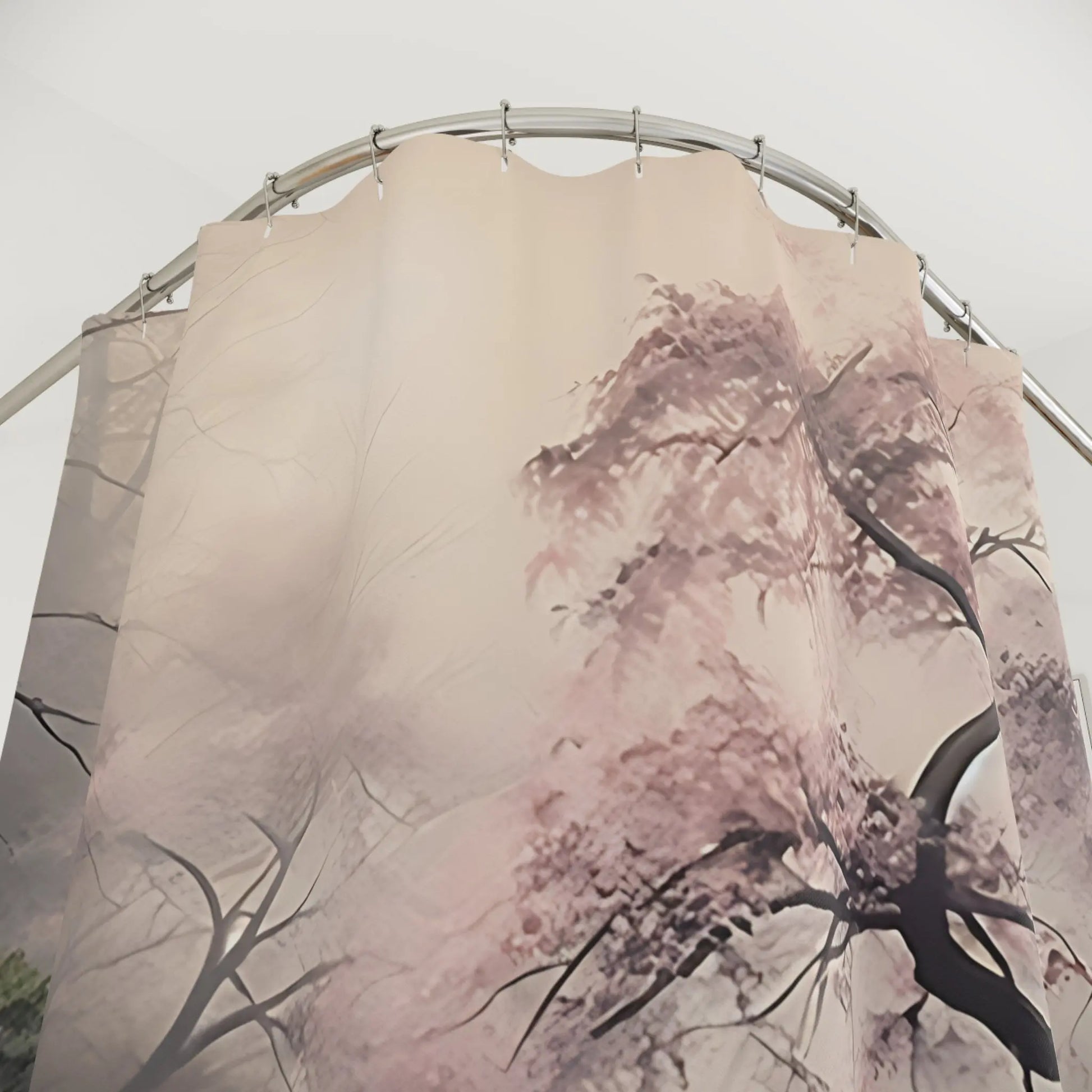 Elegant Misty Cherry Blossom Shower Curtain Tranquil Nature...