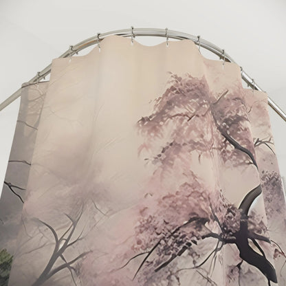 Elegant Misty Cherry Blossom Shower Curtain Tranquil Nature...