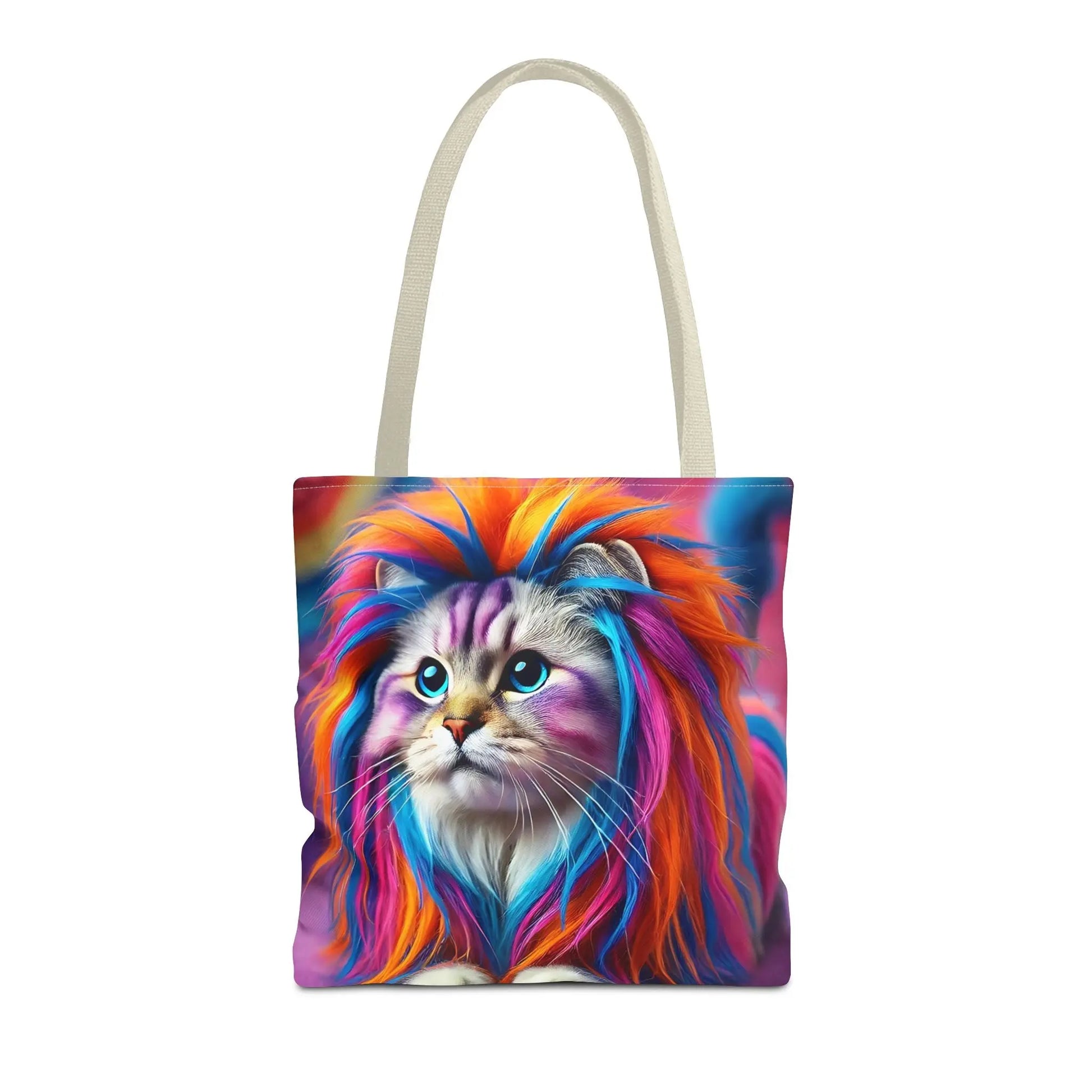 Colorful Rainbow Lion Cat Tote Bag