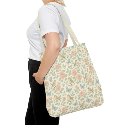 Vintage Rose and Bird Pattern Tote Bag