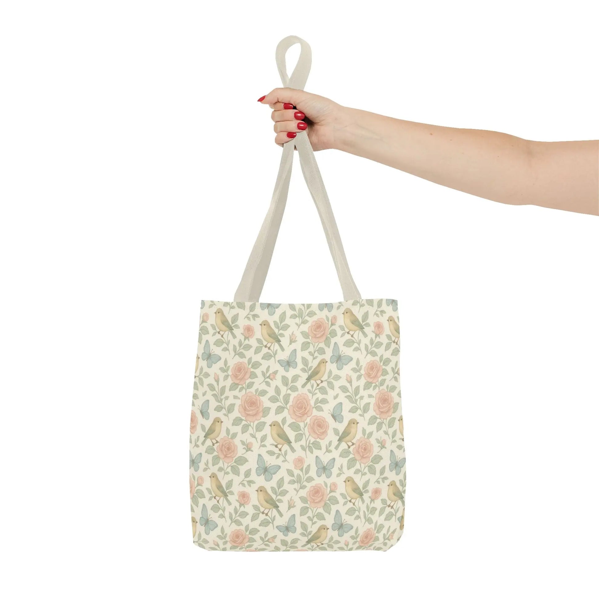 Vintage Rose and Bird Pattern Tote Bag