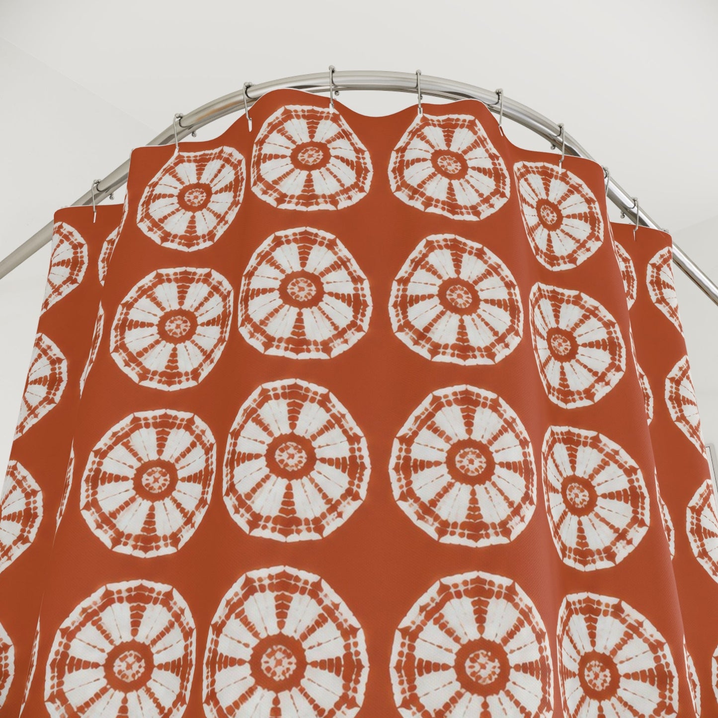 Japanese Shibori Terracotta Shower Curtain