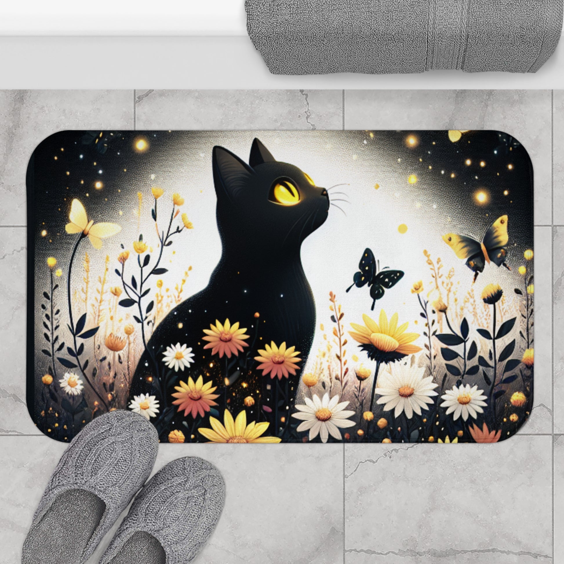 Whimsical Cat Bath Mat