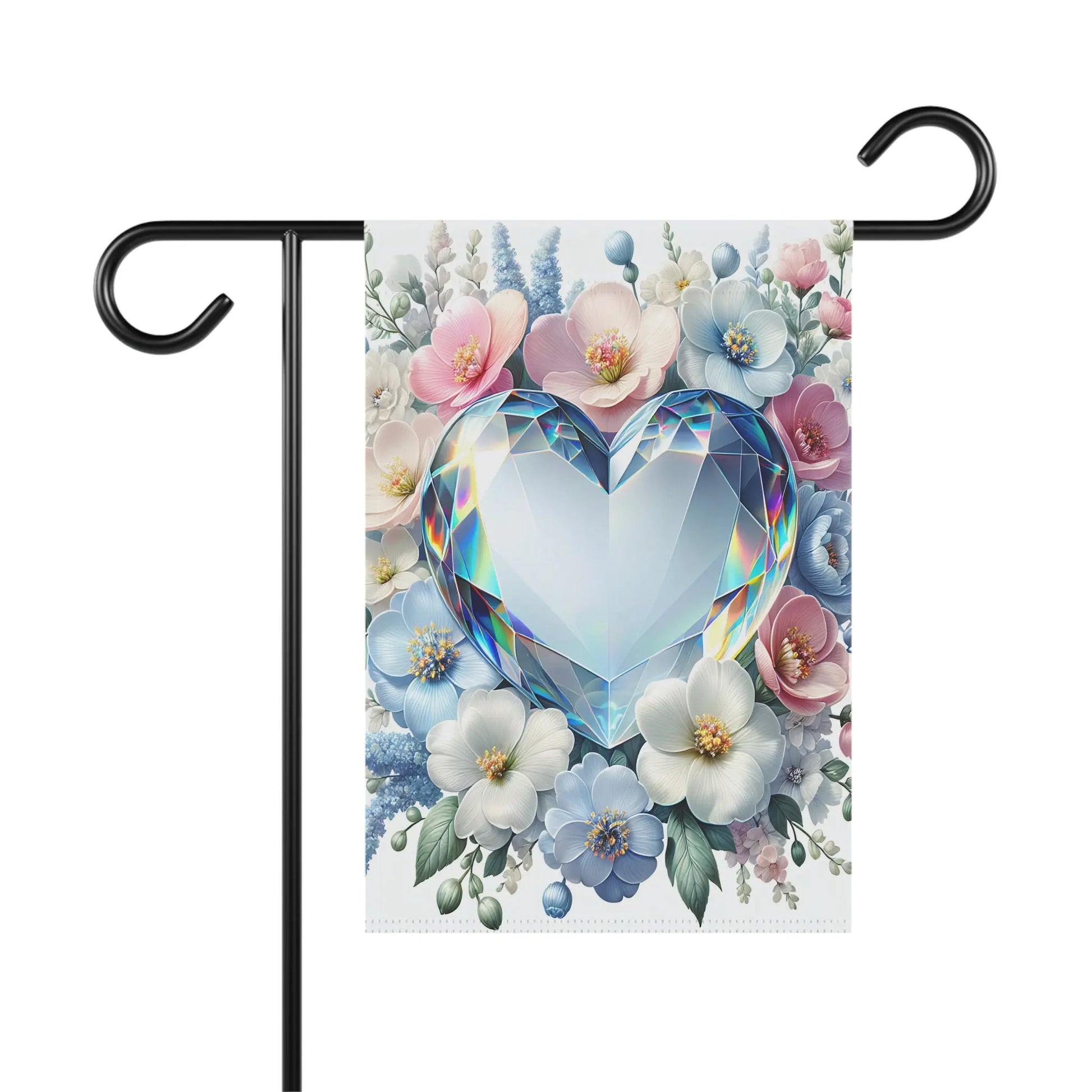 Heart-Shaped Garden Flag with Floral Design