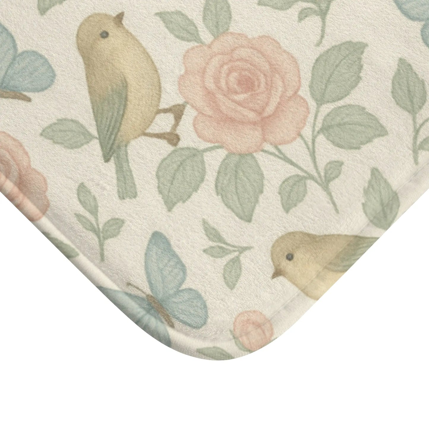 Botanical Birds and Roses Bath Mat