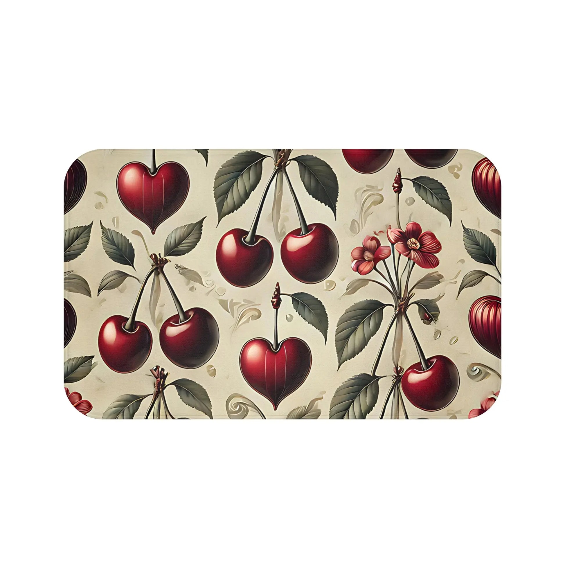 Vintage Dark Cherry Blossom Bath Mat