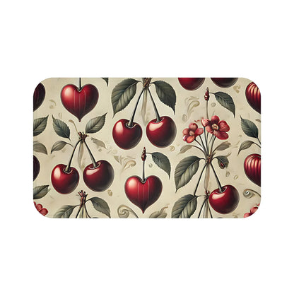 Vintage Dark Cherry Blossom Bath Mat
