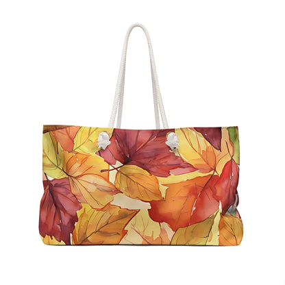 Autumn Watercolor Leaves Weekender Bag