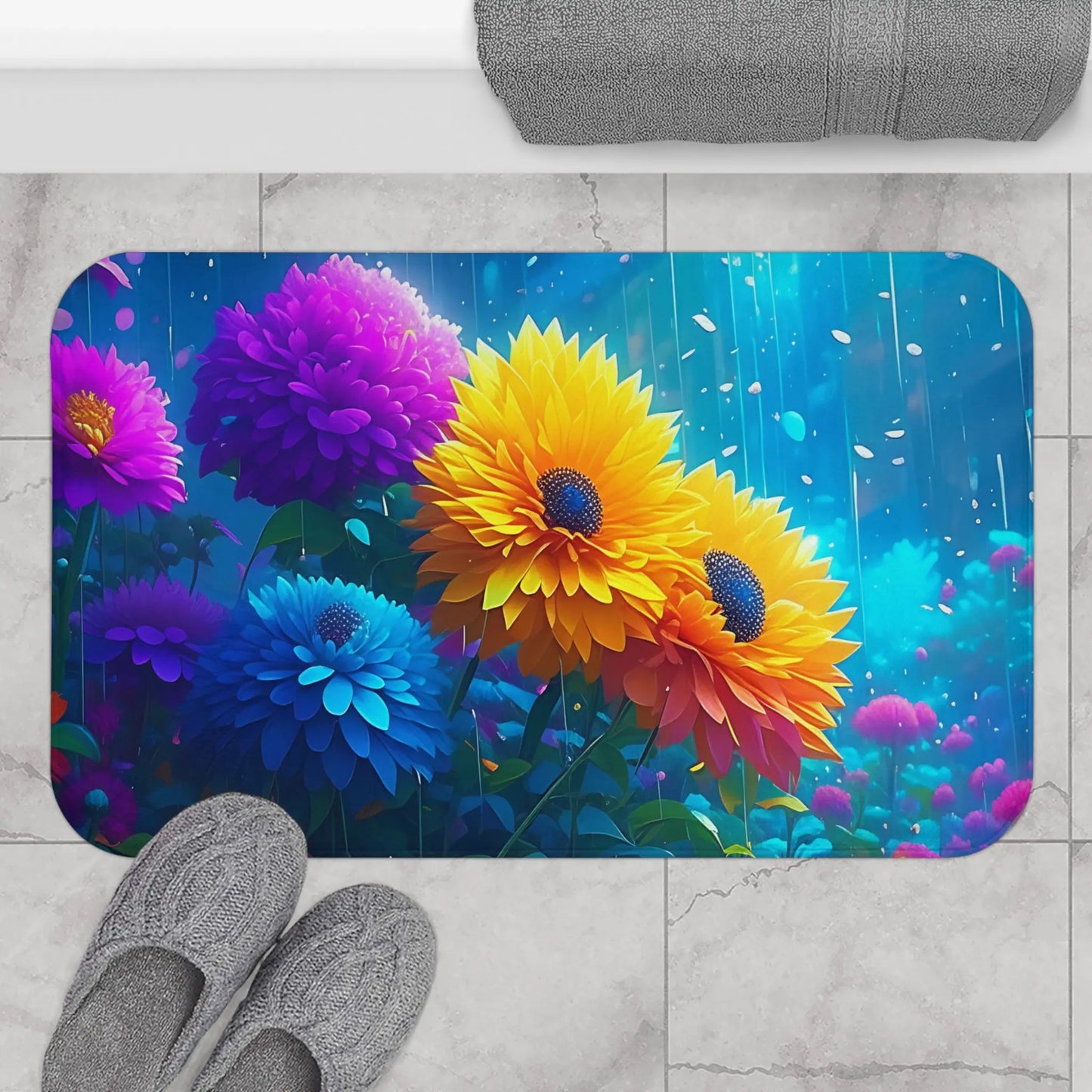 Vibrant Floral Bath Mat