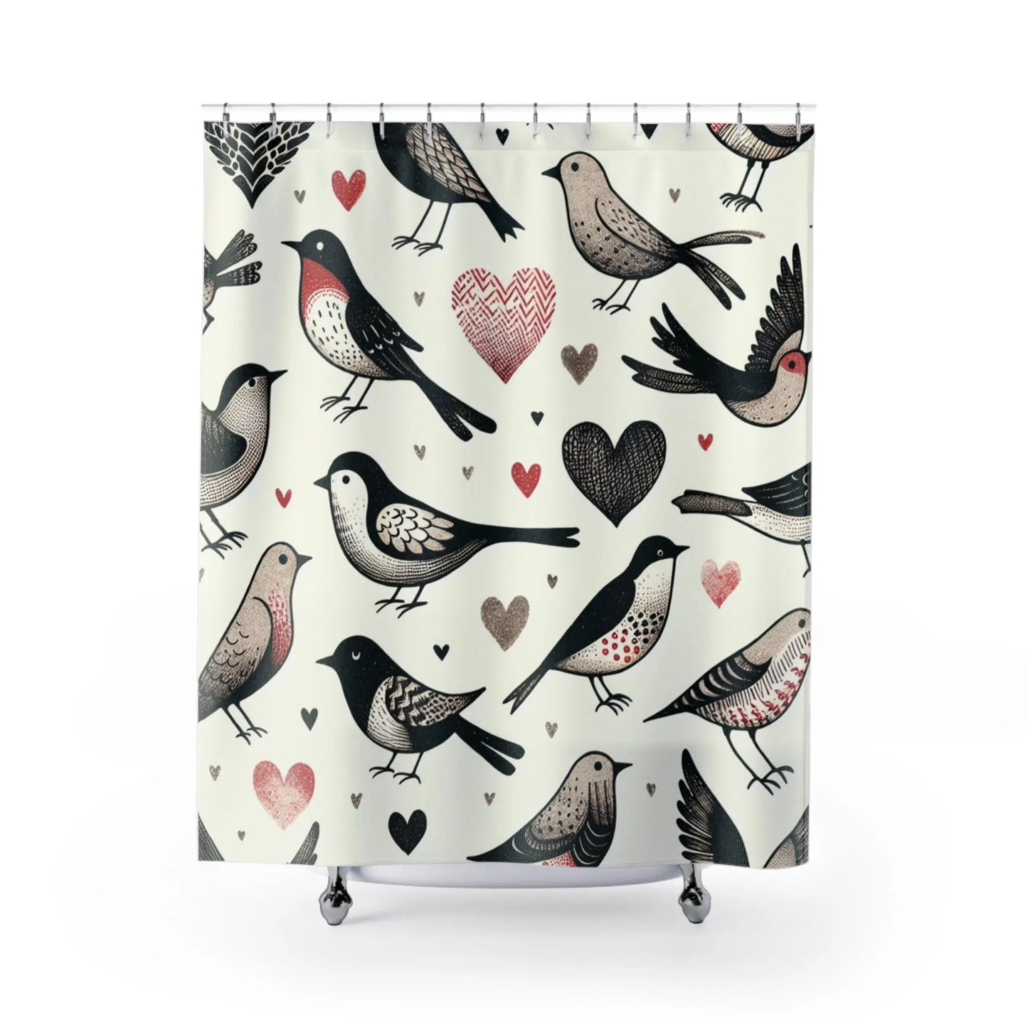 Charming Bird & Heart Shower Curtain