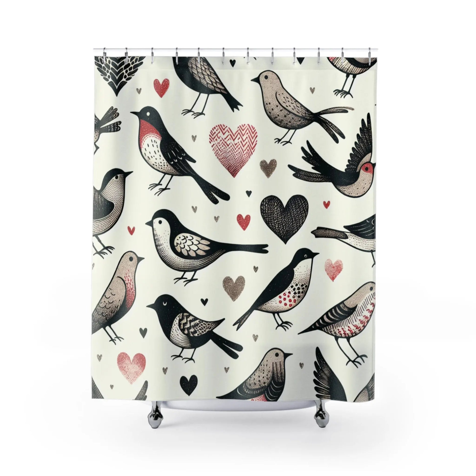 Charming Bird & Heart Shower Curtain