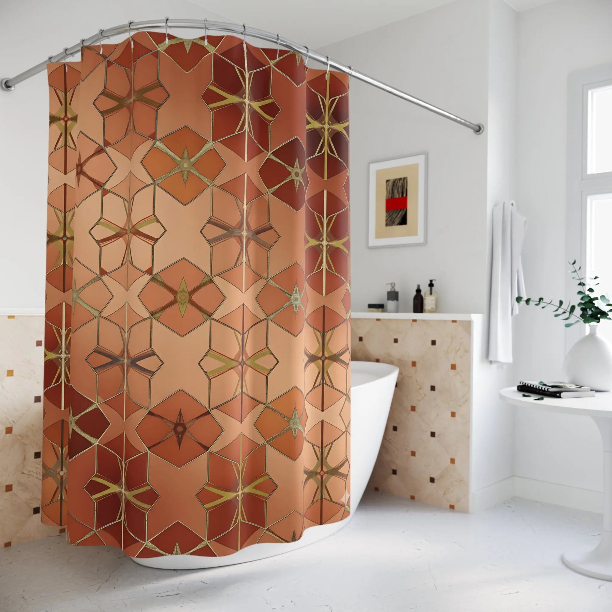 Geometric Star Tile Shower Curtain