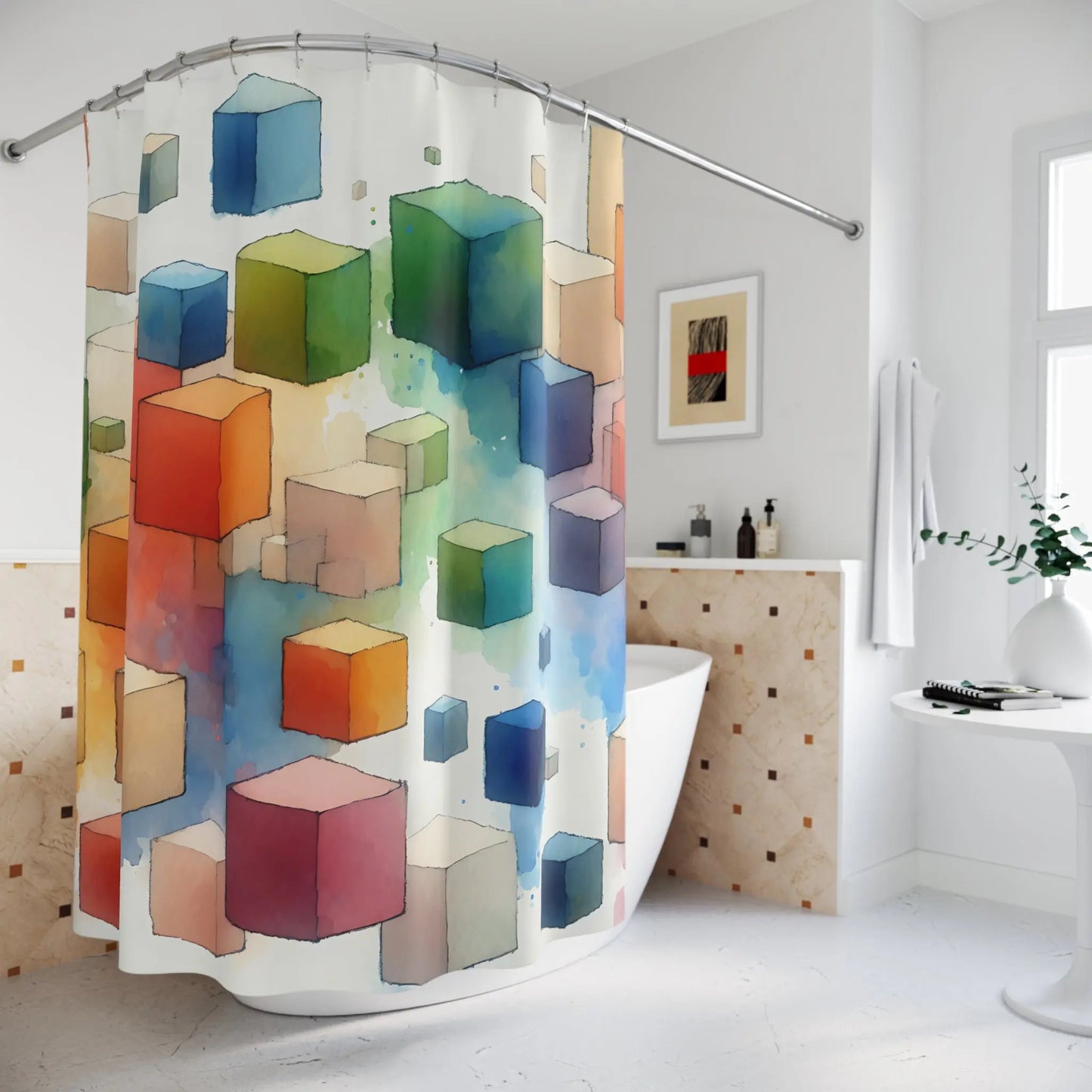 Color Block Shower Curtain