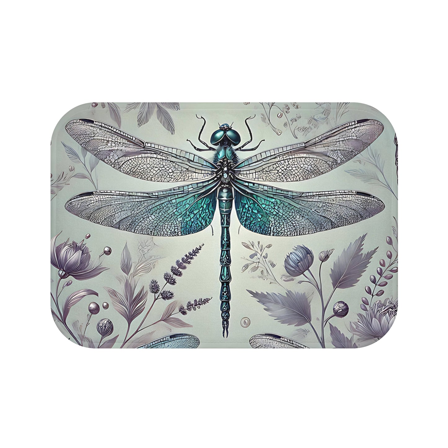 Nature-Inspired Bath Mat with Dragonfly Design
