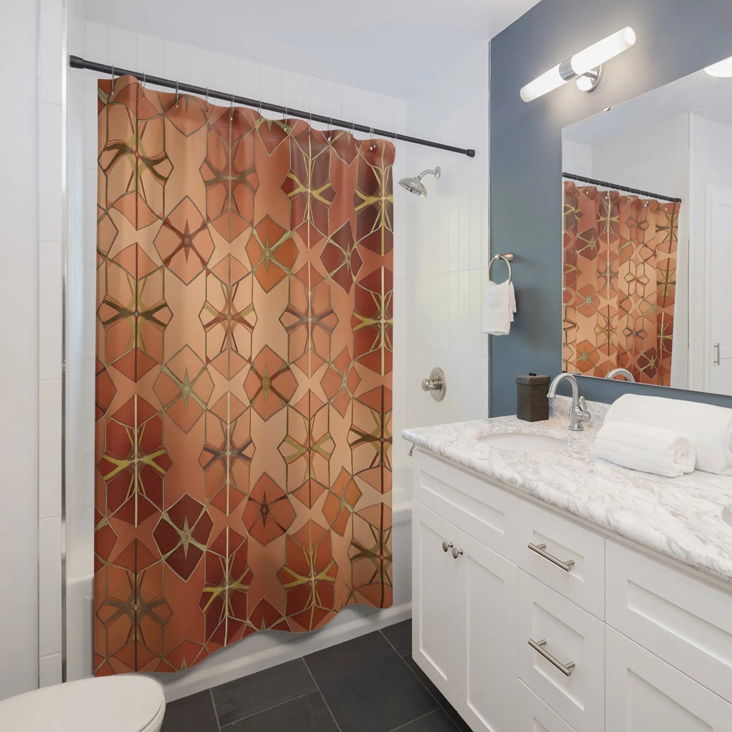 Geometric Star Tile Shower Curtain