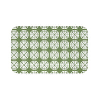 Japanese Shibori Bath Mat - Sage Green + White Tie-Dye Pattern, Boho Bathroom Rug, Non-Slip, Spa Bathroom Decor