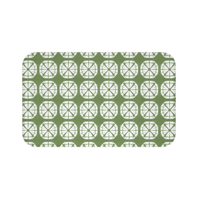 Japanese Shibori Bath Mat - Sage Green + White