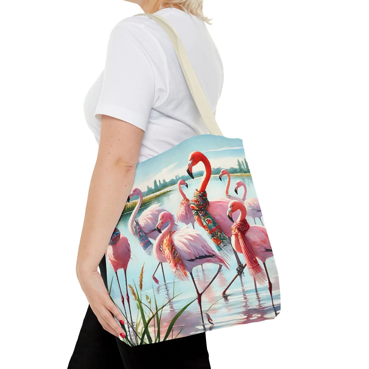 Fancy Scarf Flamingos Tote Bag