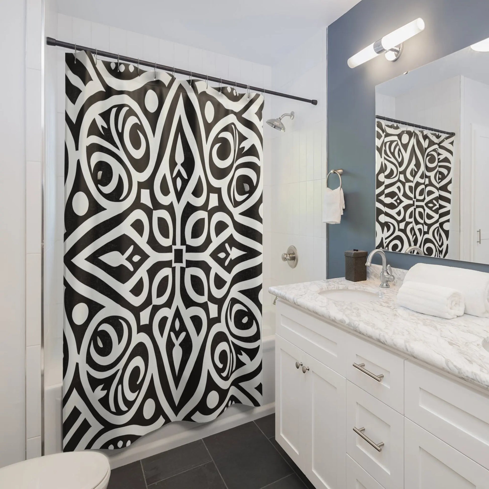 Black White Diamond Shower Curtain