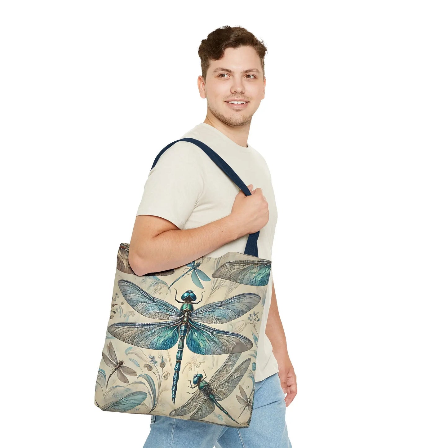 Blue Dragonfly Illustration Tote Bag